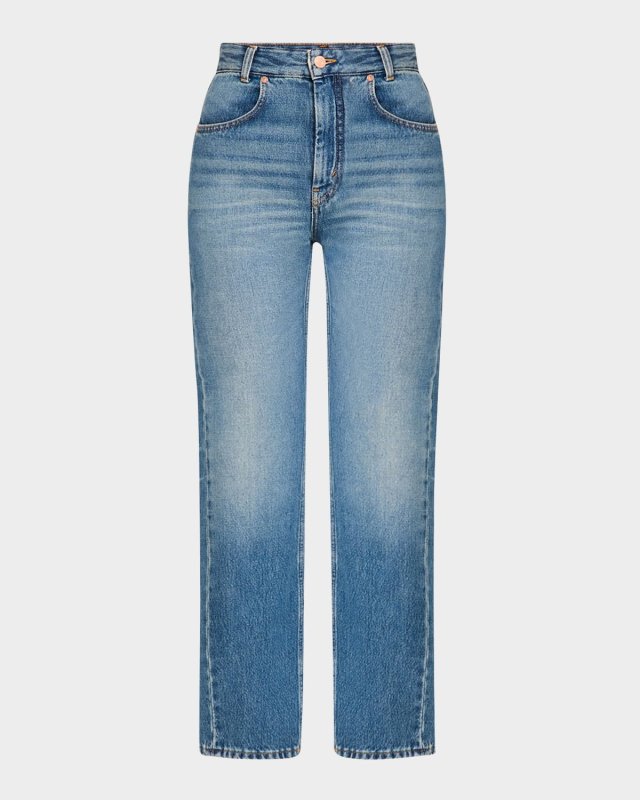Organic Cotton Denim Curved Straight-Leg Ankle Jeans